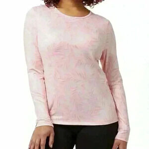 🌈 6/$60 32 Degrees Long Sleeve Palm Leaf Pink White UPF 50 Sun Protection Large
